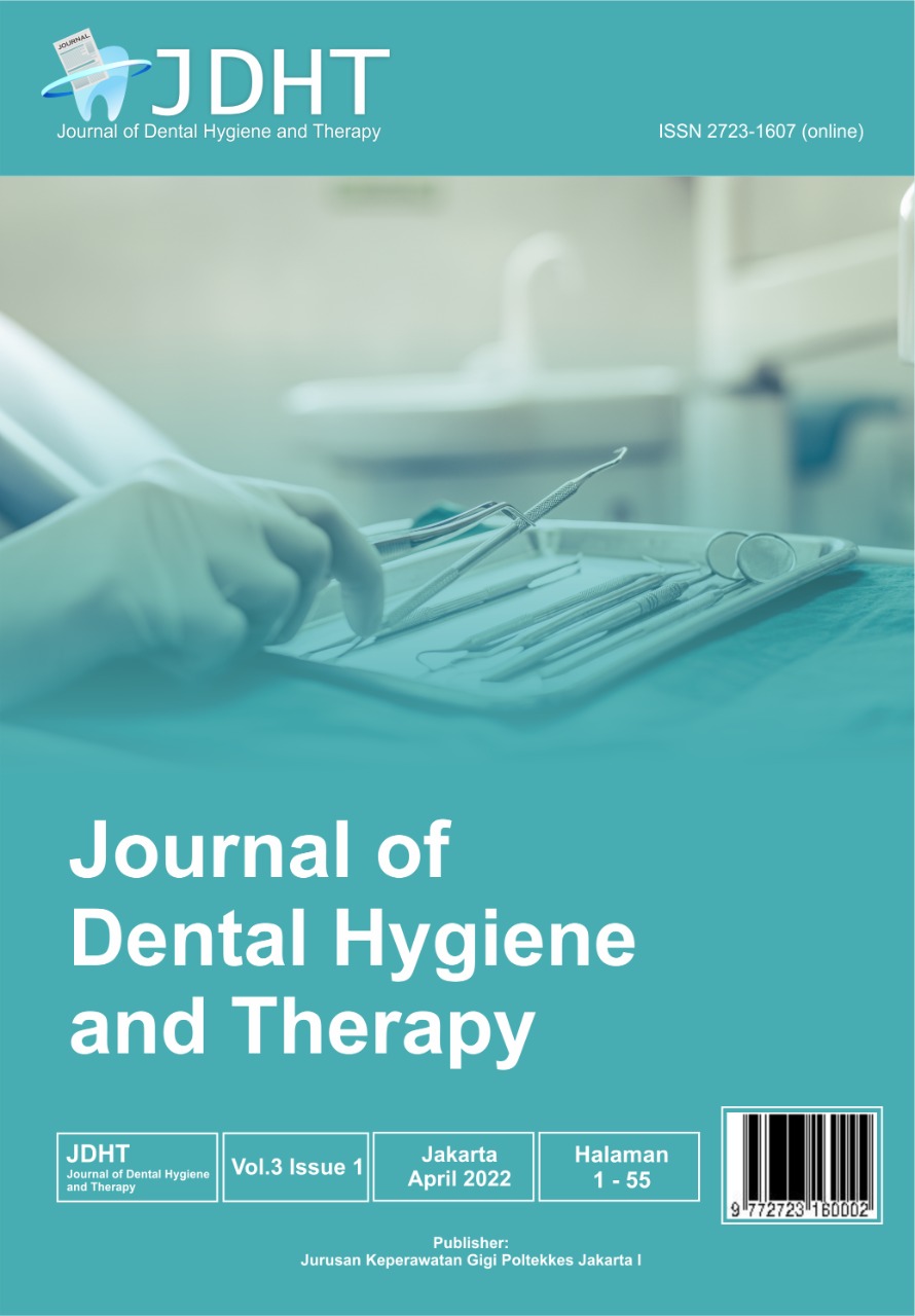 					View Vol. 3 No. 1 (2022): JDHT Journal of Dental Hygiene and Therapy
				