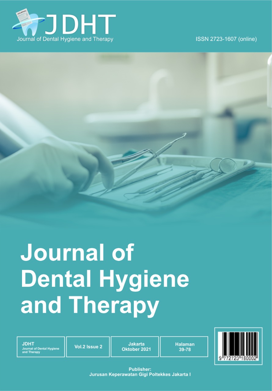 					View Vol. 2 No. 2 (2021): JDHT Journal of Dental Hygiene and Therapy
				