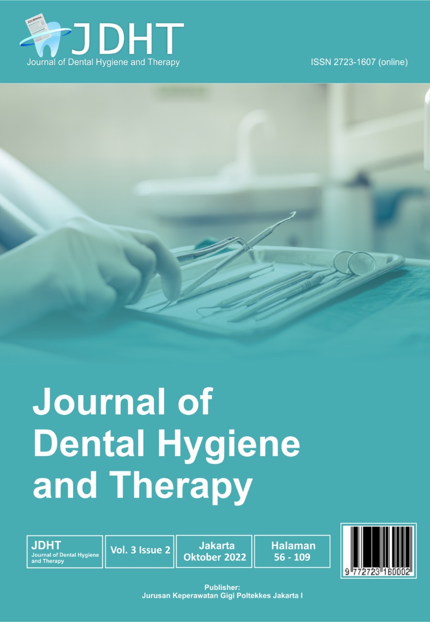 					View Vol. 3 No. 2 (2022): JDHT Journal of Dental Hygiene and Therapy
				