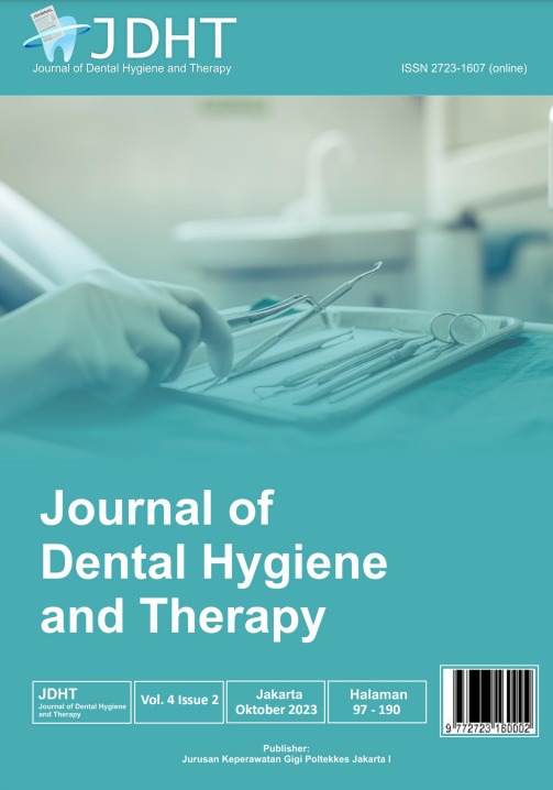 					View Vol. 4 No. 2 (2023):  JDHT Journal of Dental Hygiene and Therapy
				