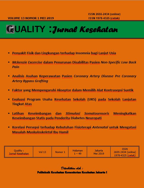 					View Vol. 13 No. 1 (2019): Quality : Jurnal Kesehatan
				